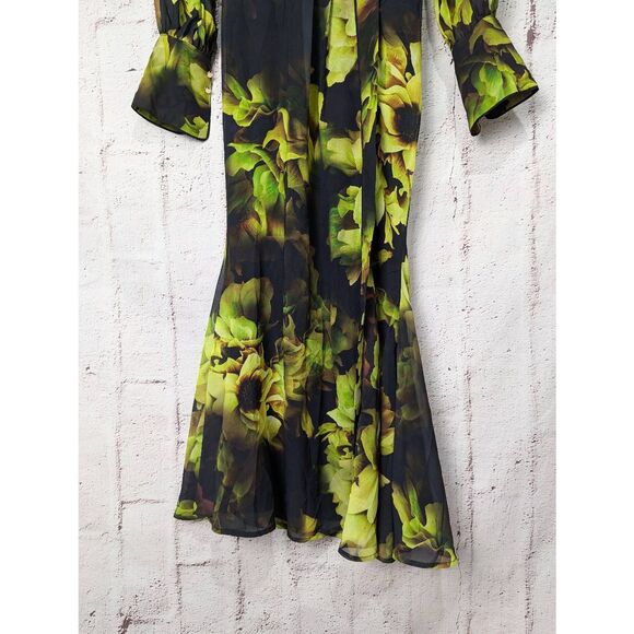 Karen Millen Floral‎ Printed Georgette Woven Maxi Dress size 0 NWT - Picture 4 of 14